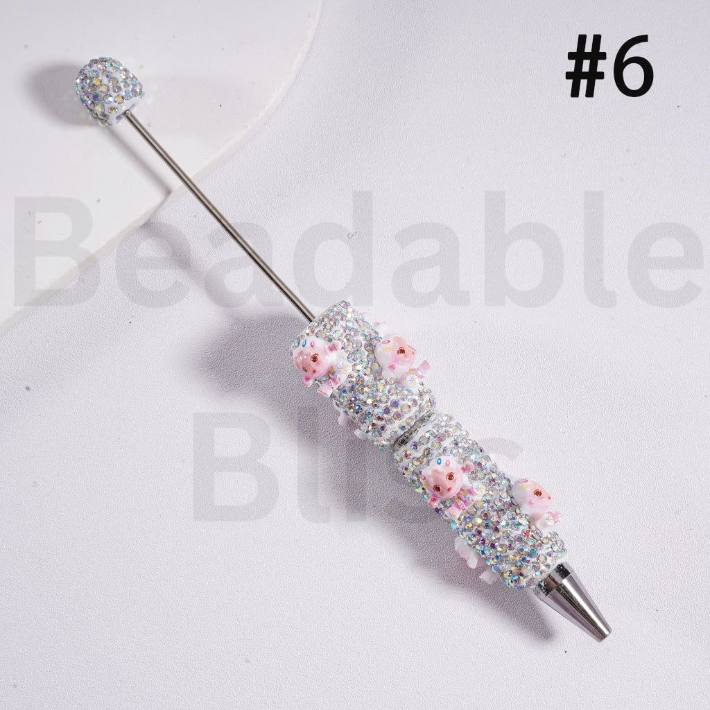 Full Rhinestone Cover Luminous Glitter Design Glow Pop Mar Figures Charm Clay Pen with Cute Mini Character Charms
