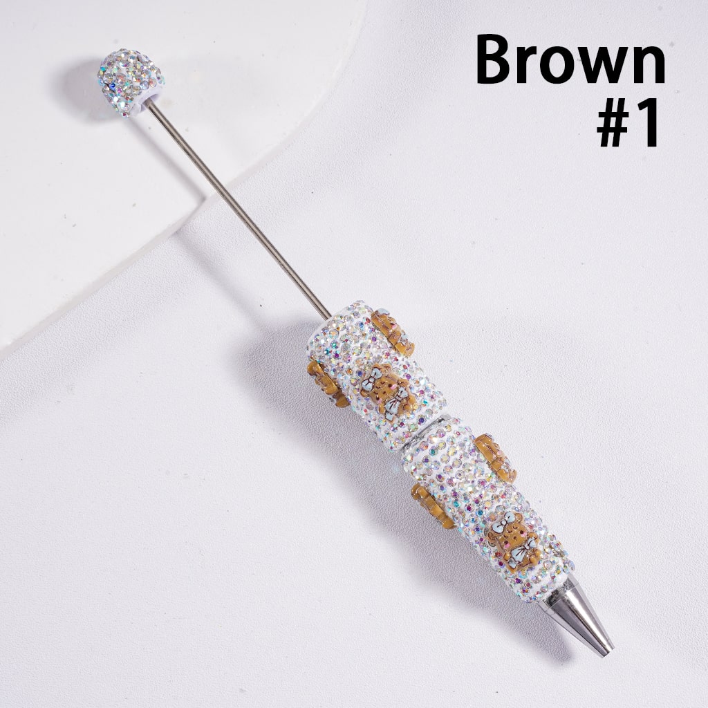 Glimmer Cute Little Doll Design Character Beadable Clay Pen with AB Rhinestones