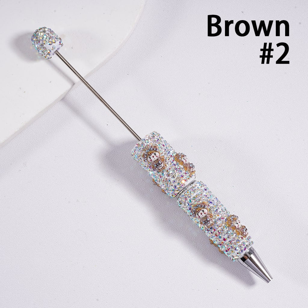 Glimmer Cute Little Doll Design Character Beadable Clay Pen with AB Rhinestones