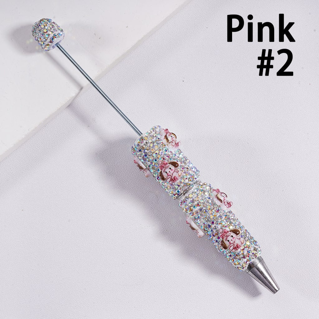 Glimmer Cute Little Doll Design Character Beadable Clay Pen with AB Rhinestones