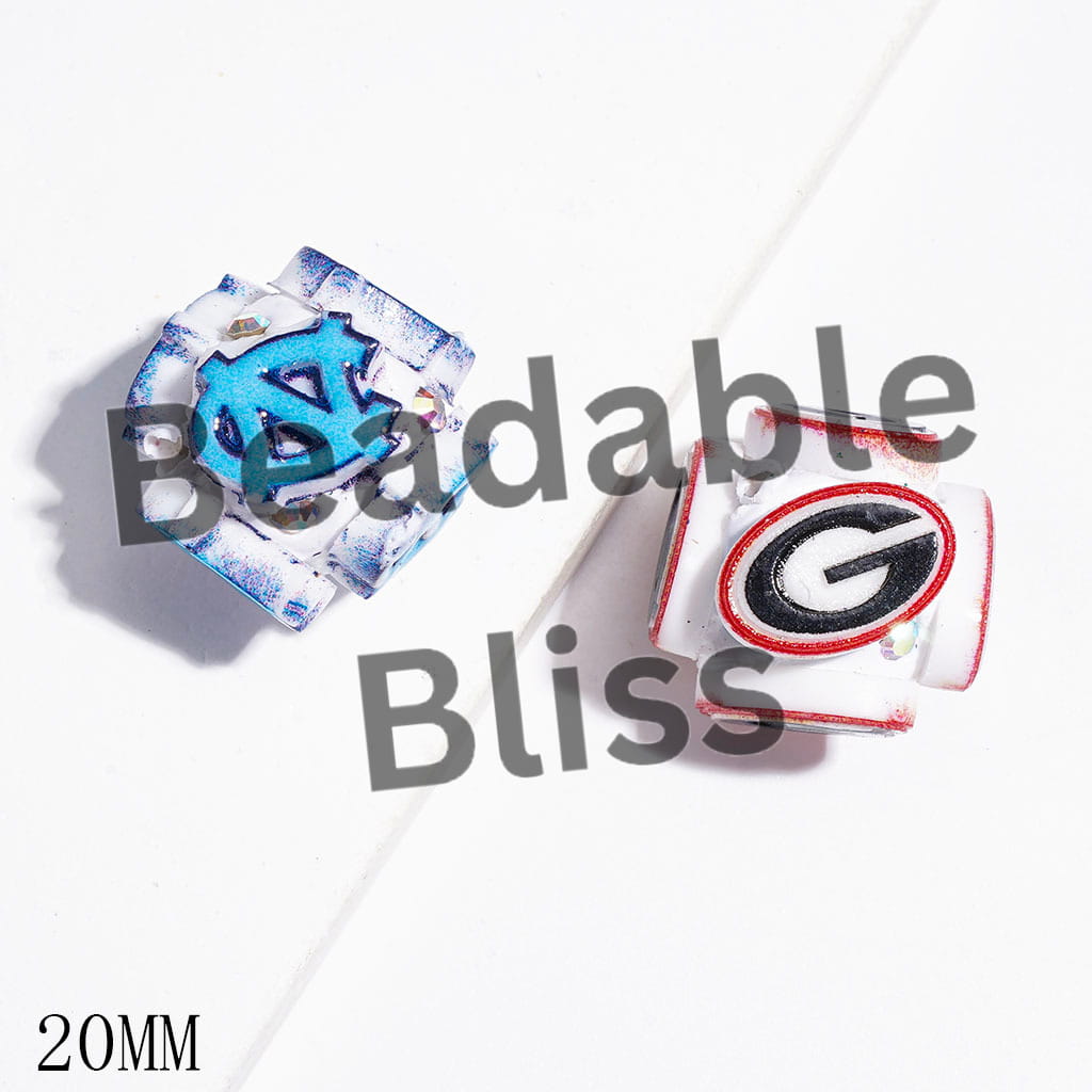 Clay Beads with American College Football Team Series, AB Rhinestones, 20MM, Random Mix