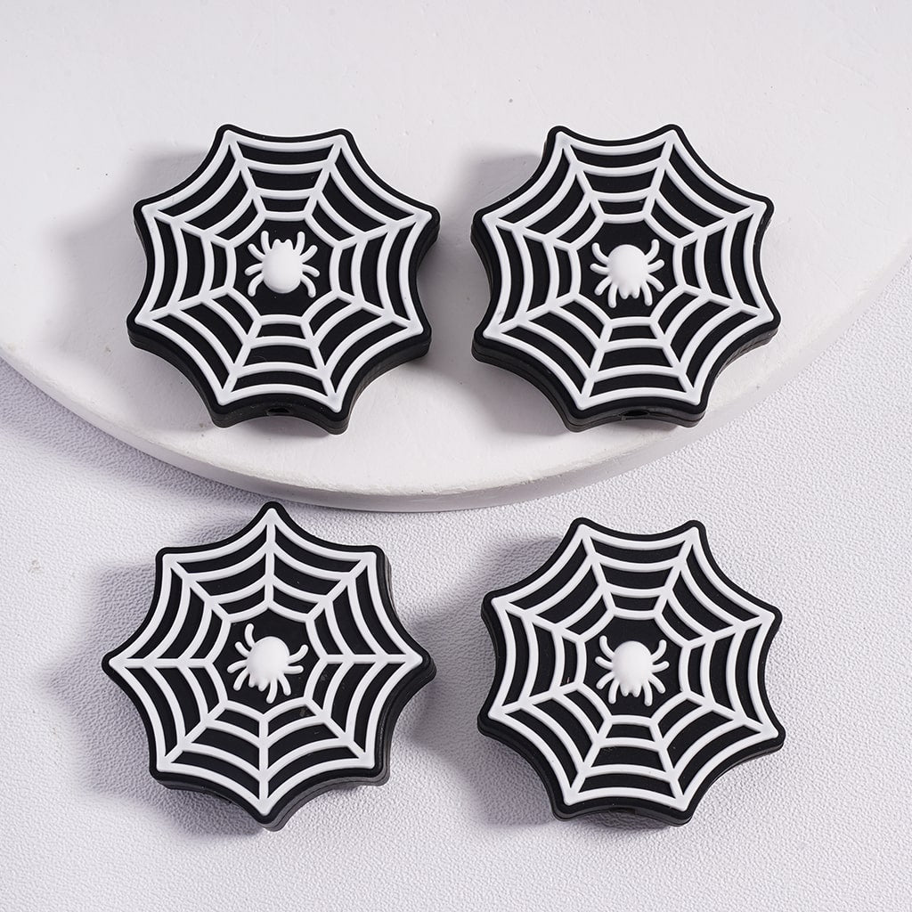 Bold Halloween Design Vivid Spider Web Silicone Focal Bead