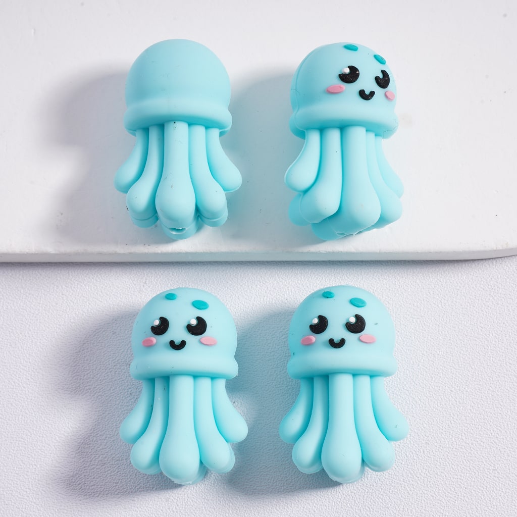 3D Sea Animal Underwater Pals Sea Horse Starfish Jellyfish Octopus Silicone Focal Beads