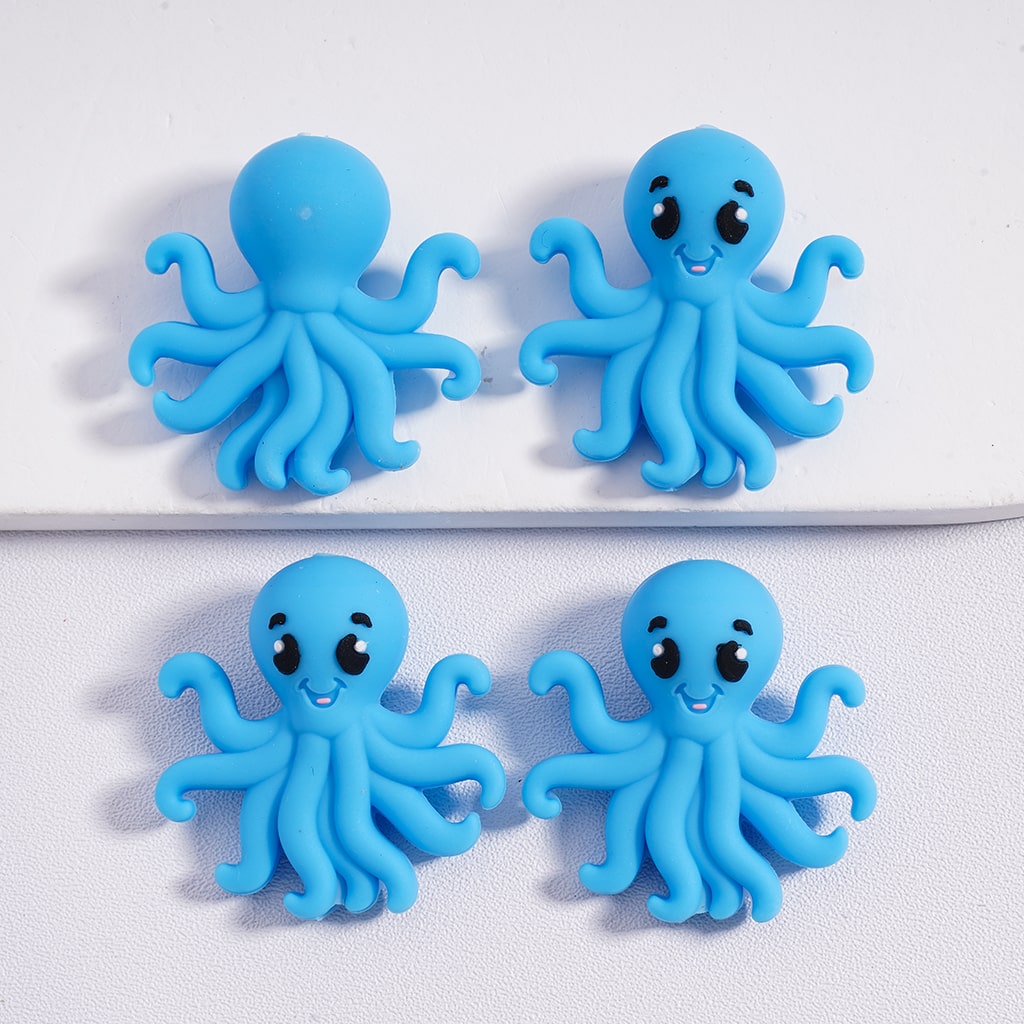 3D Sea Animal Underwater Pals Sea Horse Starfish Jellyfish Octopus Silicone Focal Beads