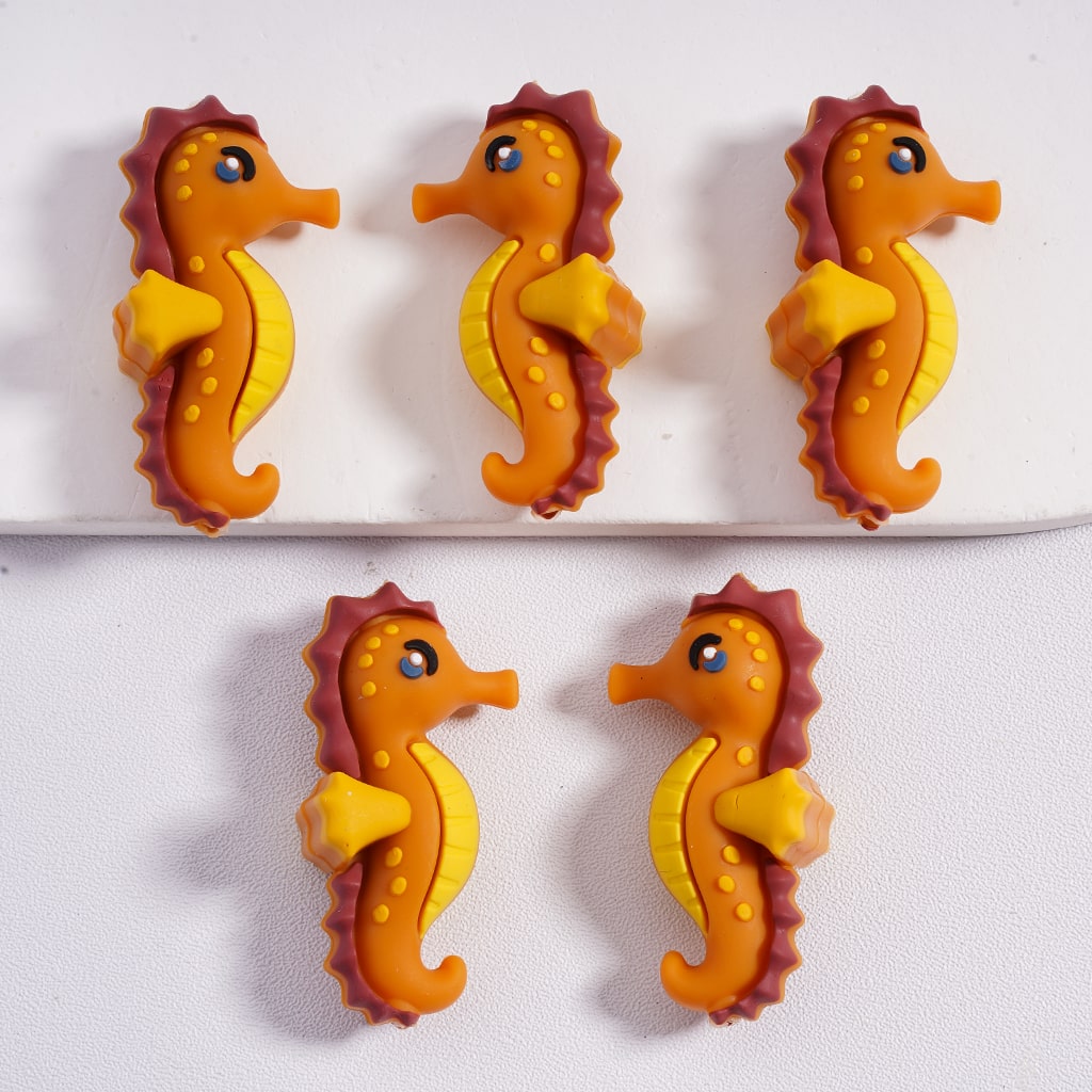 3D Sea Animal Underwater Pals Sea Horse Starfish Jellyfish Octopus Silicone Focal Beads
