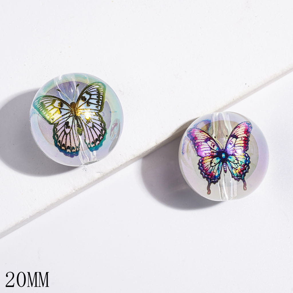 UV-Coated Clear Acrylic Beads for Bracelets Butterfly, 20MM Multi-Color Random Mix