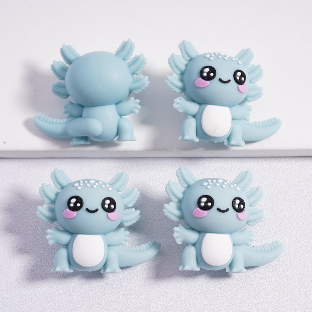 3D Little Cute Pink Lagoon Axolotl Cartoon Silicone Focal Bead Solid Color