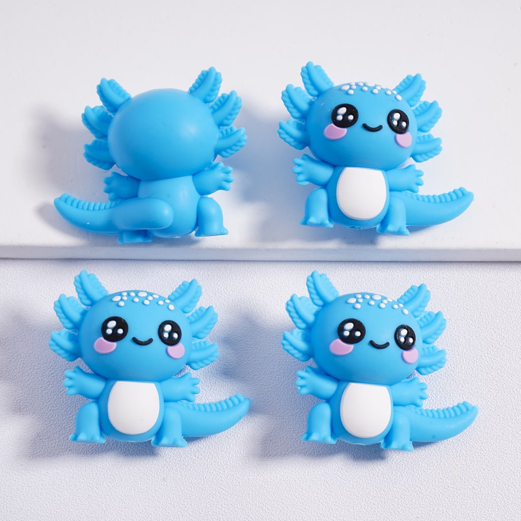 3D Little Cute Pink Lagoon Axolotl Cartoon Silicone Focal Bead Solid Color