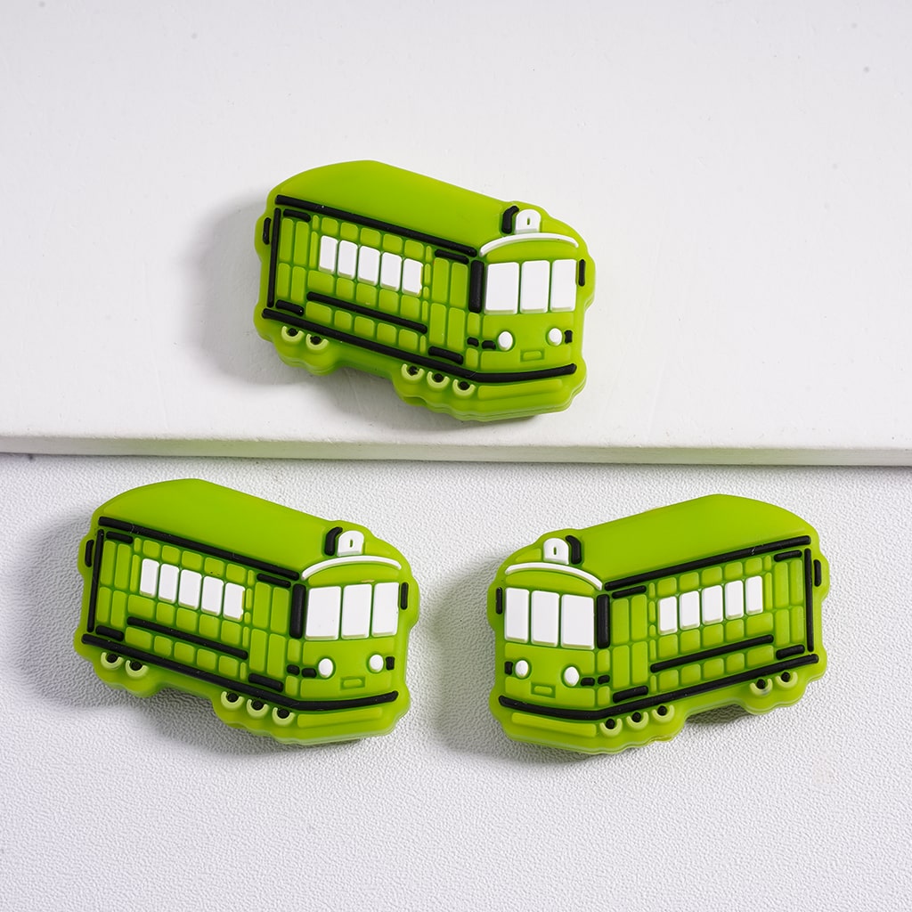 Transport Buddies All Aboard Tiny Transit Mini Bus & Train Little Wheels Silicone Focal Beads Random Mix
