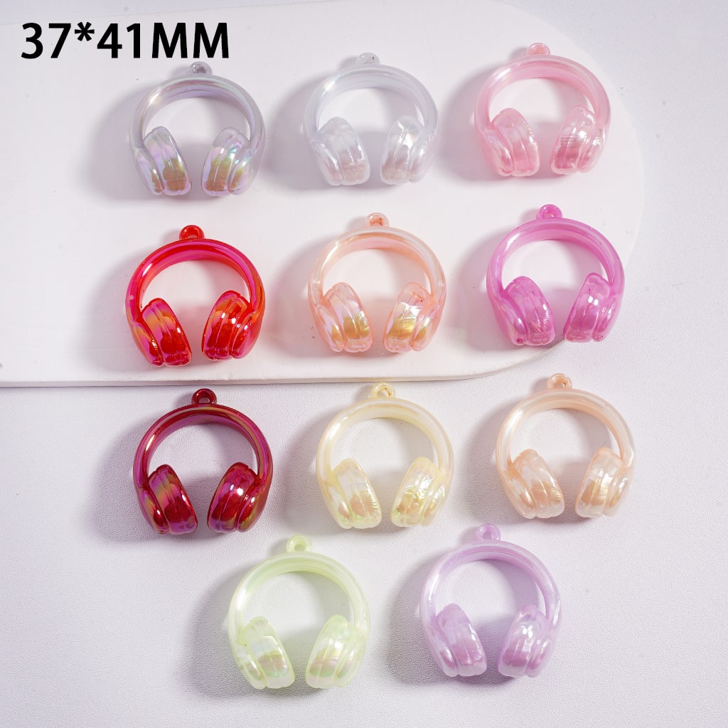 UV Coated Kawaii Solid Color Headphone Charm Pendant 37mm Random Mix