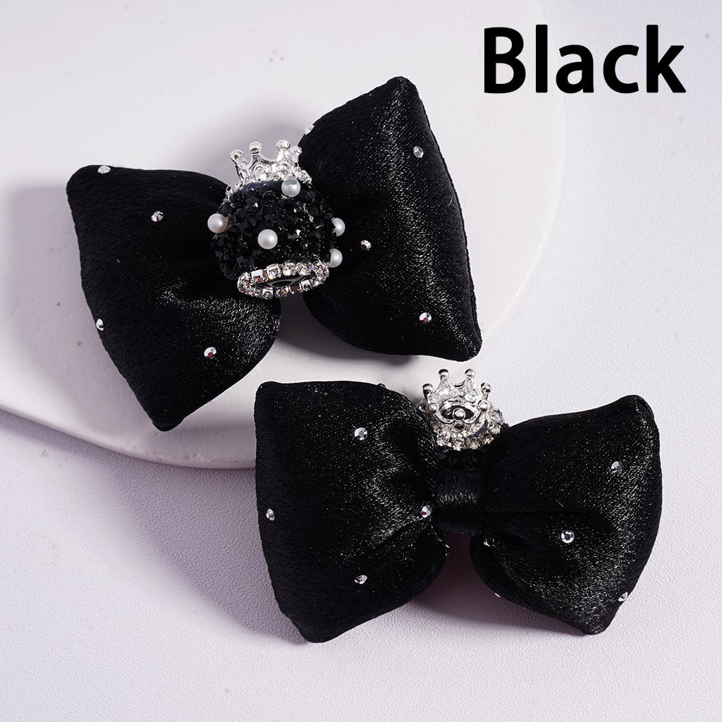 Royal Sugar Silver Crown White Pearls Shiny Rhinestones Large Soft Fabric Bowknots Multi Color Acrylic Beads 44*65MM