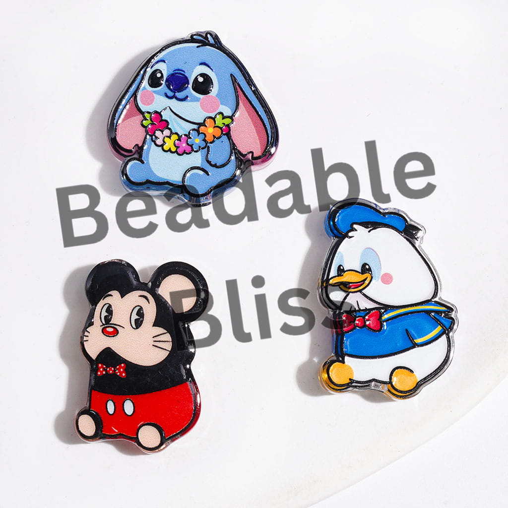 Classic Animation Animal Character Design Man Exclusive Acrylic Beads, Random Mix