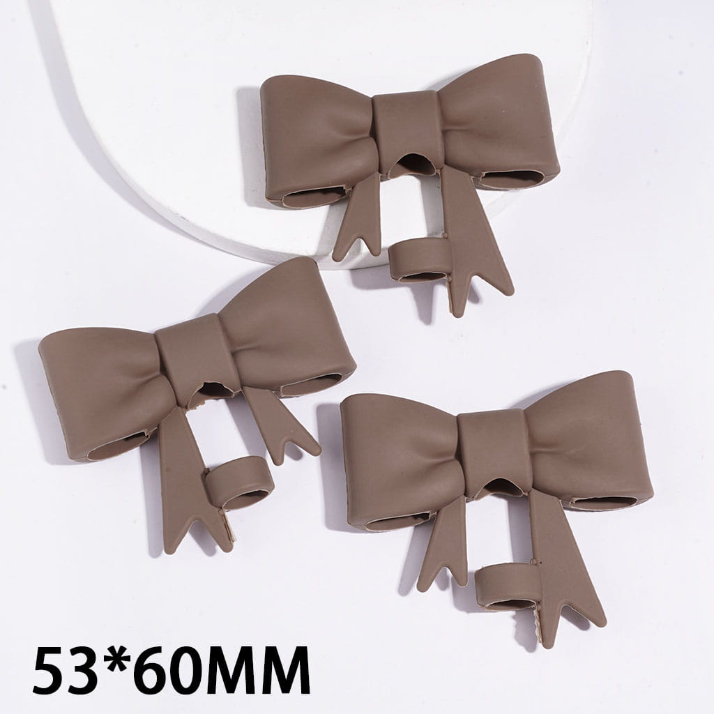 Coffee Color Gradient Bowknot Ribbon with Tails Food-Grade Silicone Straw Topper for Cups & Tumblers, 53*60MM