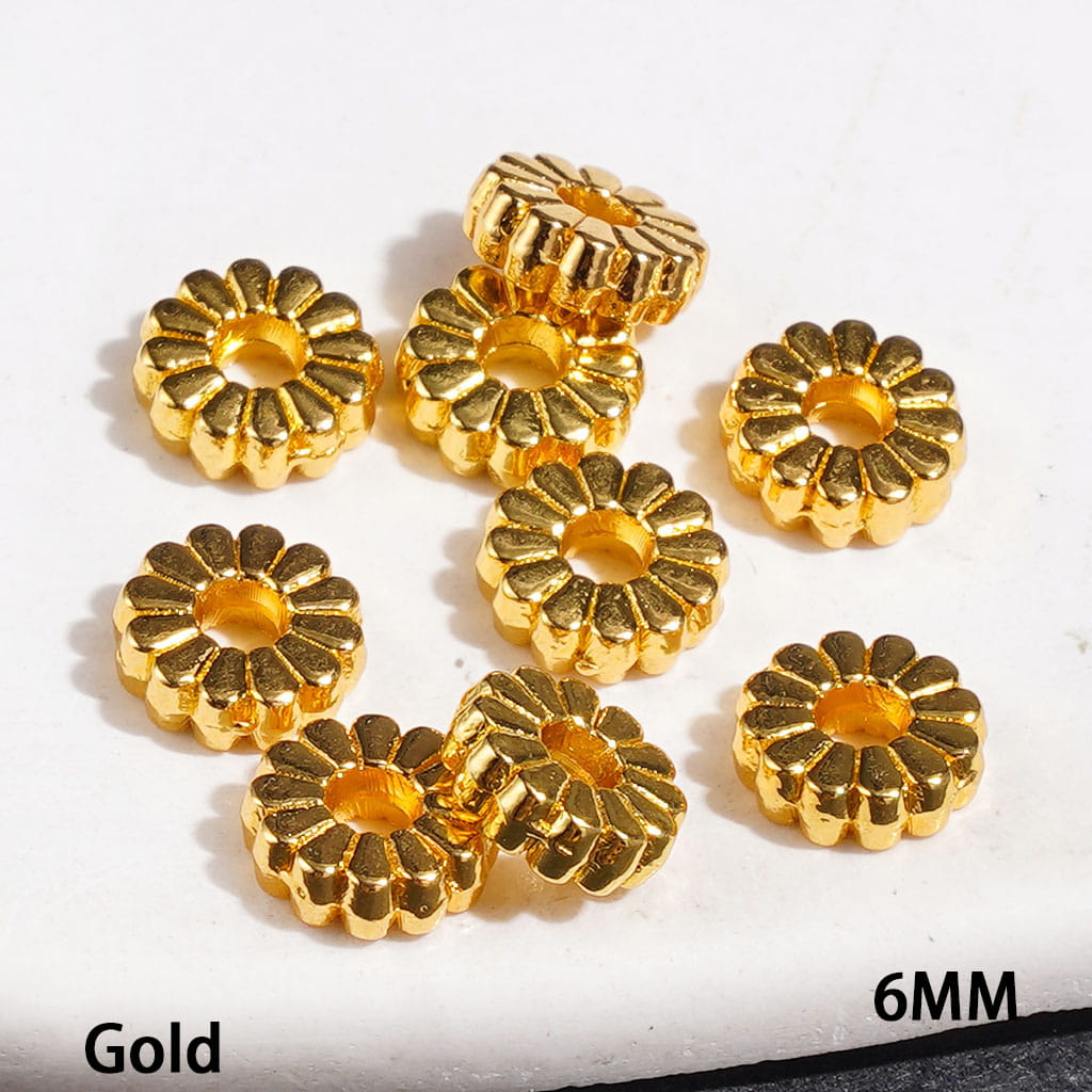 Alloy Bail Loop Beads Sun Flower Shaped Design, Jewelry Accessories 6MM Silver and Gold