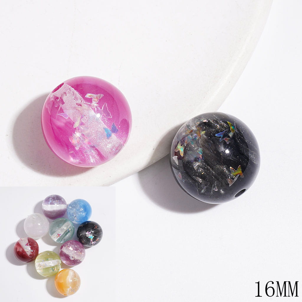Acrylic Beads for Bracelets Double Colors with Color Changing Butterfly Sequins, 16MM Multi-Color Random Mix