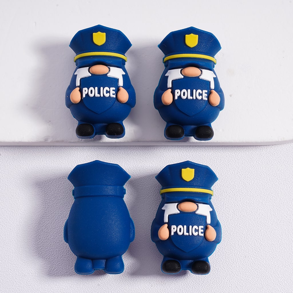 3D Cute Hero Gnome Wearing Police, Firefighter, Doctor Uniform Silicone Focal Beads