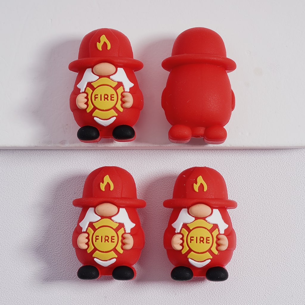 3D Cute Hero Gnome Wearing Police, Firefighter, Doctor Uniform Silicone Focal Beads