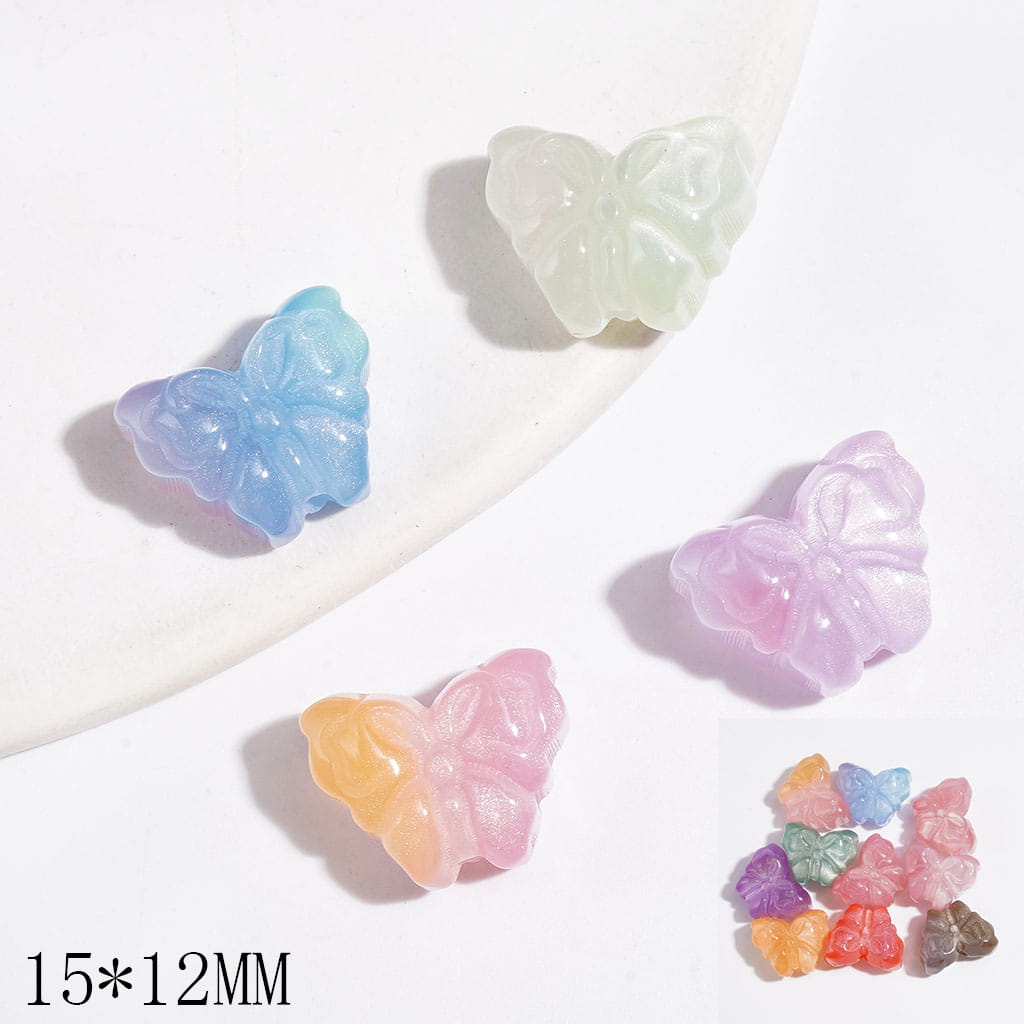 Acrylic Beads Color Changing Butterfly Gradient, 15*12MM Multi-Color Random Mix