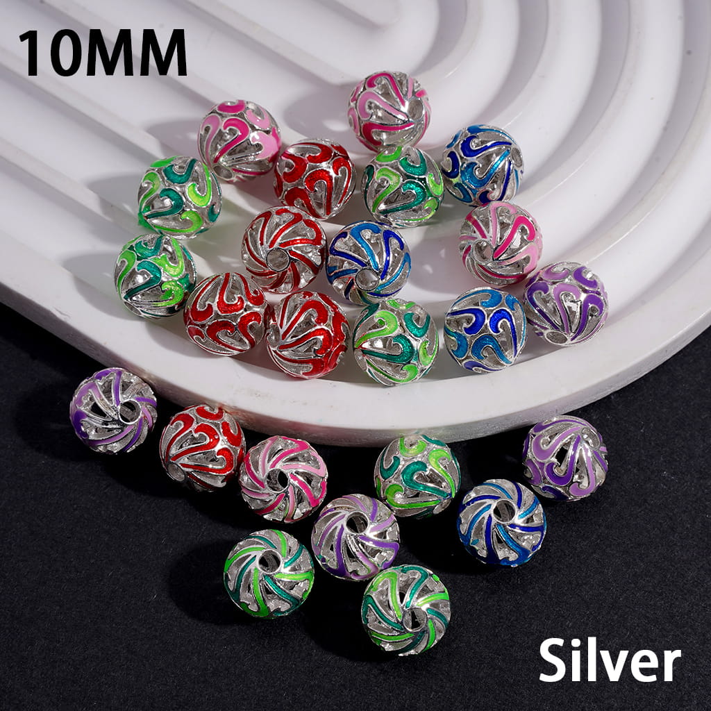 Gold & Silver Metal Beads Alloy Chrysanthemum Flower Double Sided 10MM