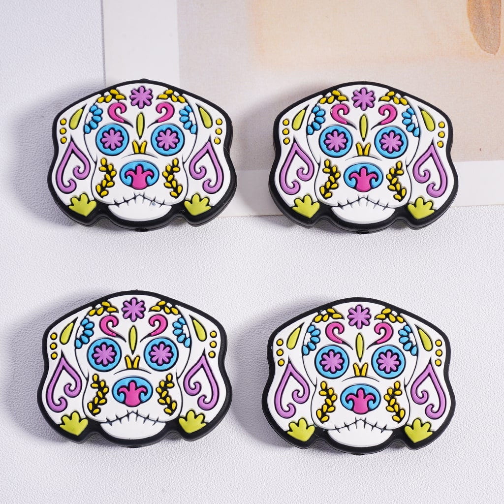 Colorful Cat & Dog Head Multi-Color Design 20*28MM, Silicone Focal Beads