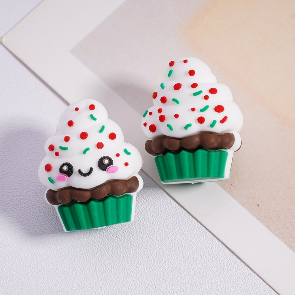 3D Mini Layered Ice Cream Cake Cup Silicone Focal Bead