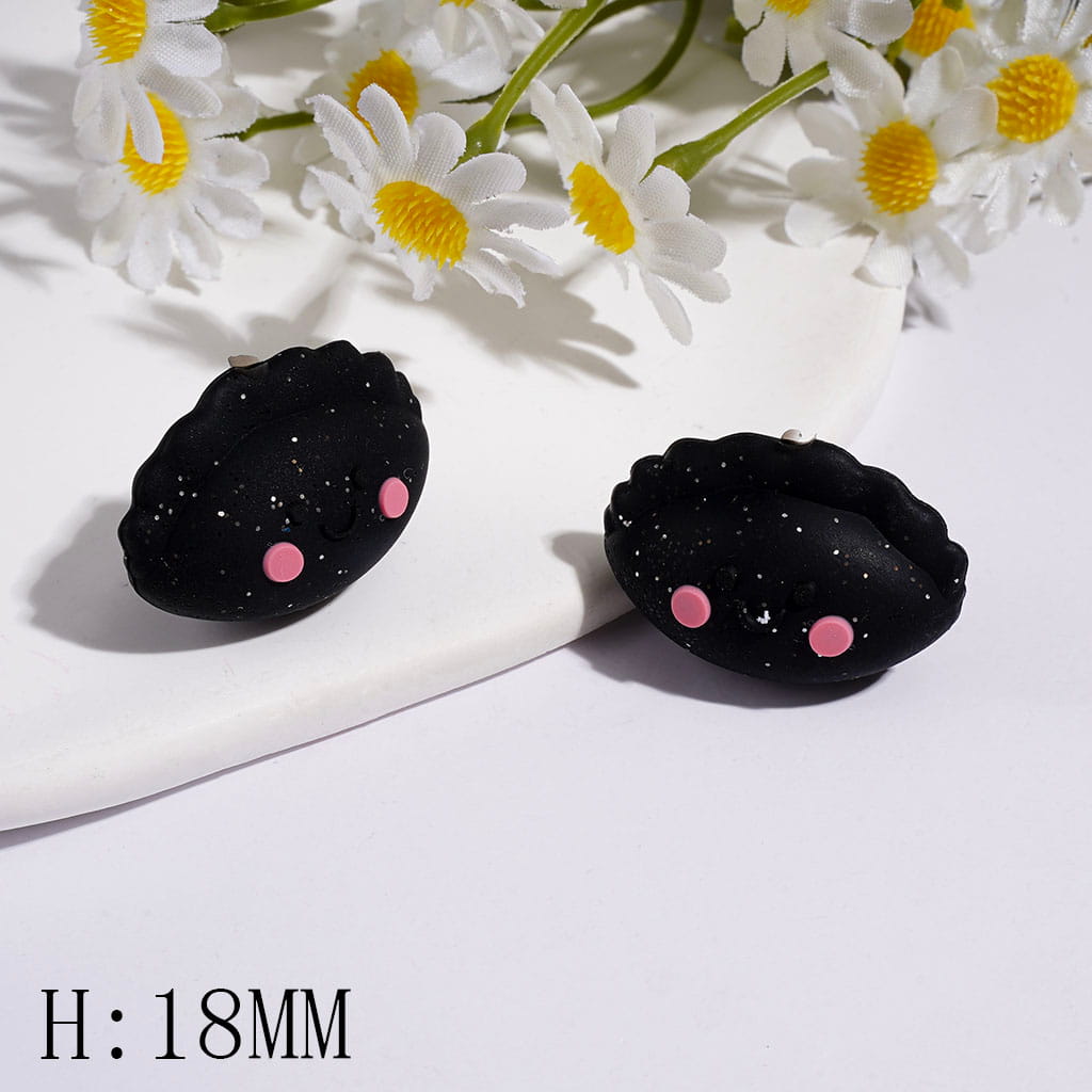 3D Dumpling with Silver Glitter Silicone Focal Beads, Height 18MM Multi-Color