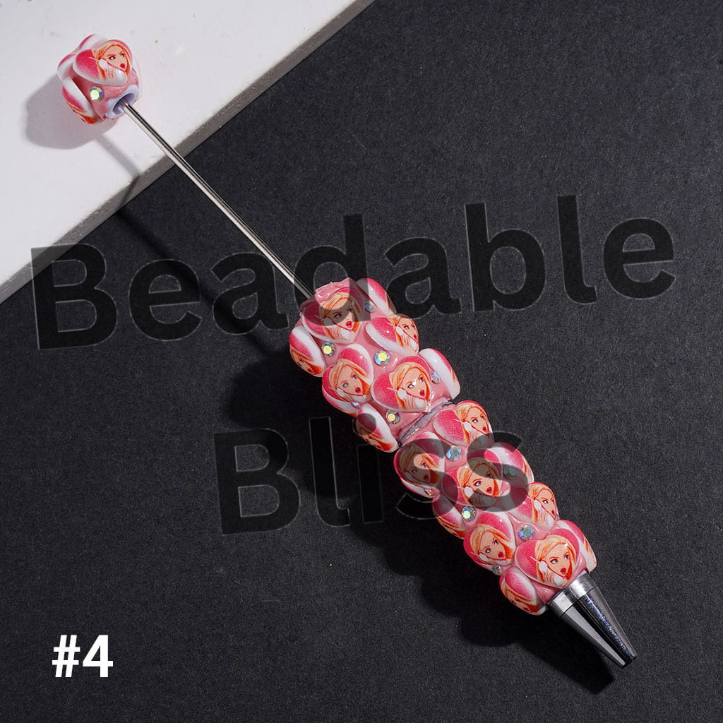 Beadable Clay Pens with Heart and Surprised Expression Fashion Doll and AB Rhinestones