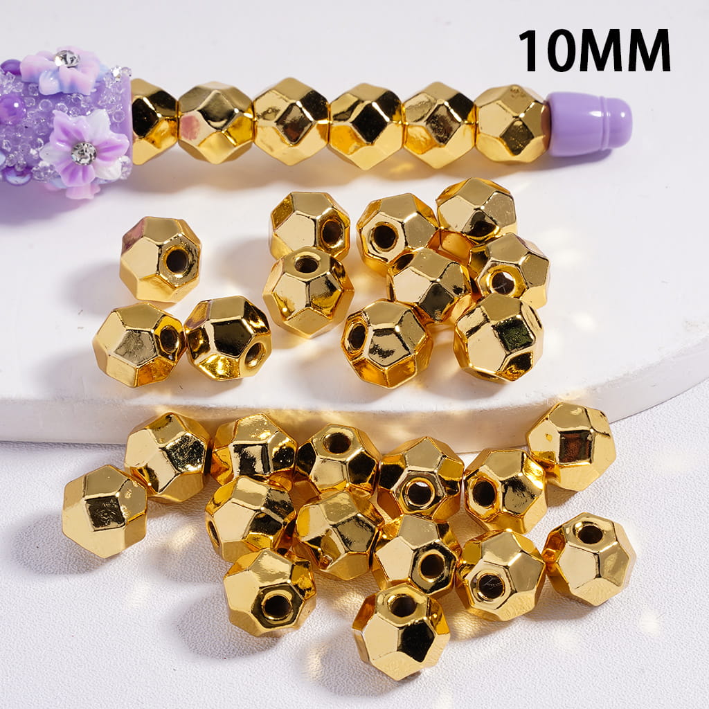 Bling Bling Disco Ball Shape Silver and Gold Acrylic Beads 10 mm