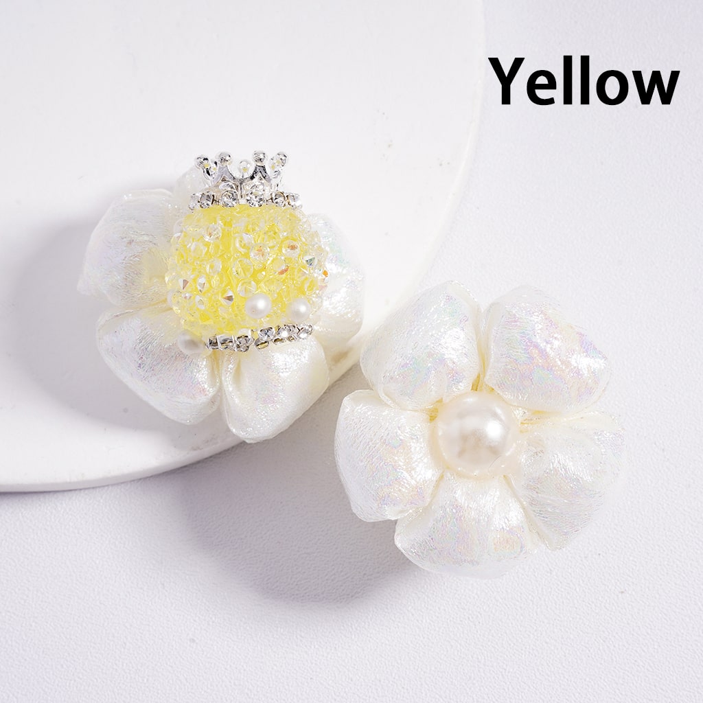 Luxurious Shiny Sugar Beads with Fabric Multi-Color Flower Crown, Pearls & Rhinestone Chains