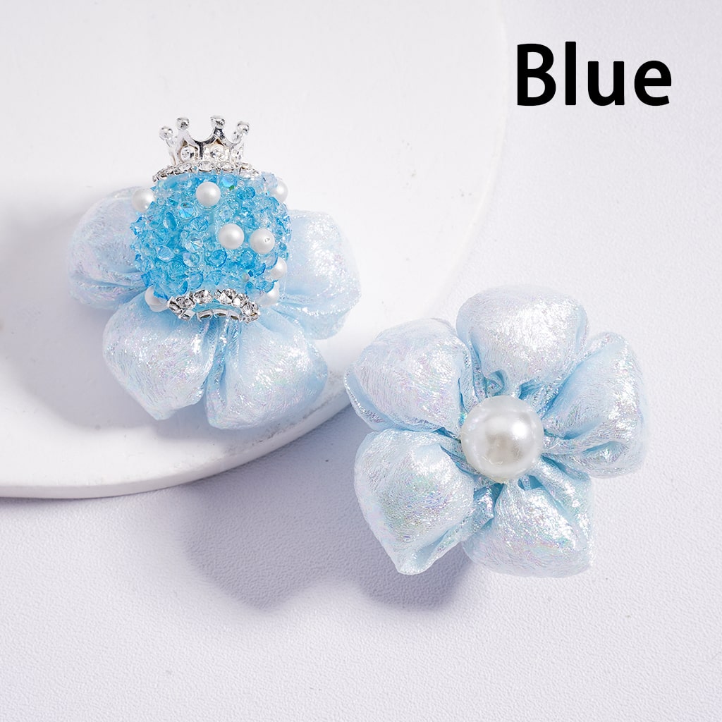 Luxurious Shiny Sugar Beads with Fabric Multi-Color Flower Crown, Pearls & Rhinestone Chains