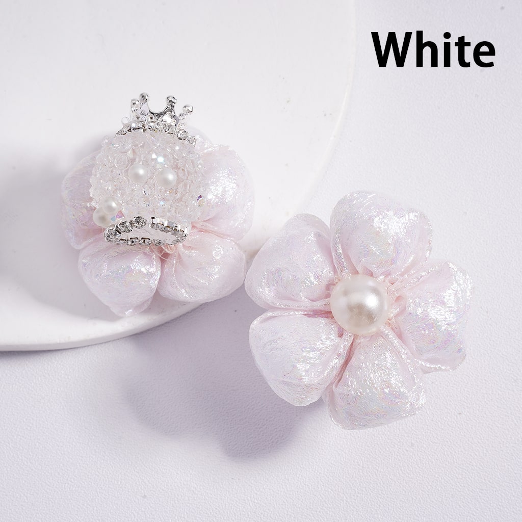 Luxurious Shiny Sugar Beads with Fabric Multi-Color Flower Crown, Pearls & Rhinestone Chains