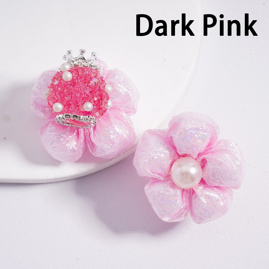 Luxurious Shiny Sugar Beads with Fabric Multi-Color Flower Crown, Pearls & Rhinestone Chains