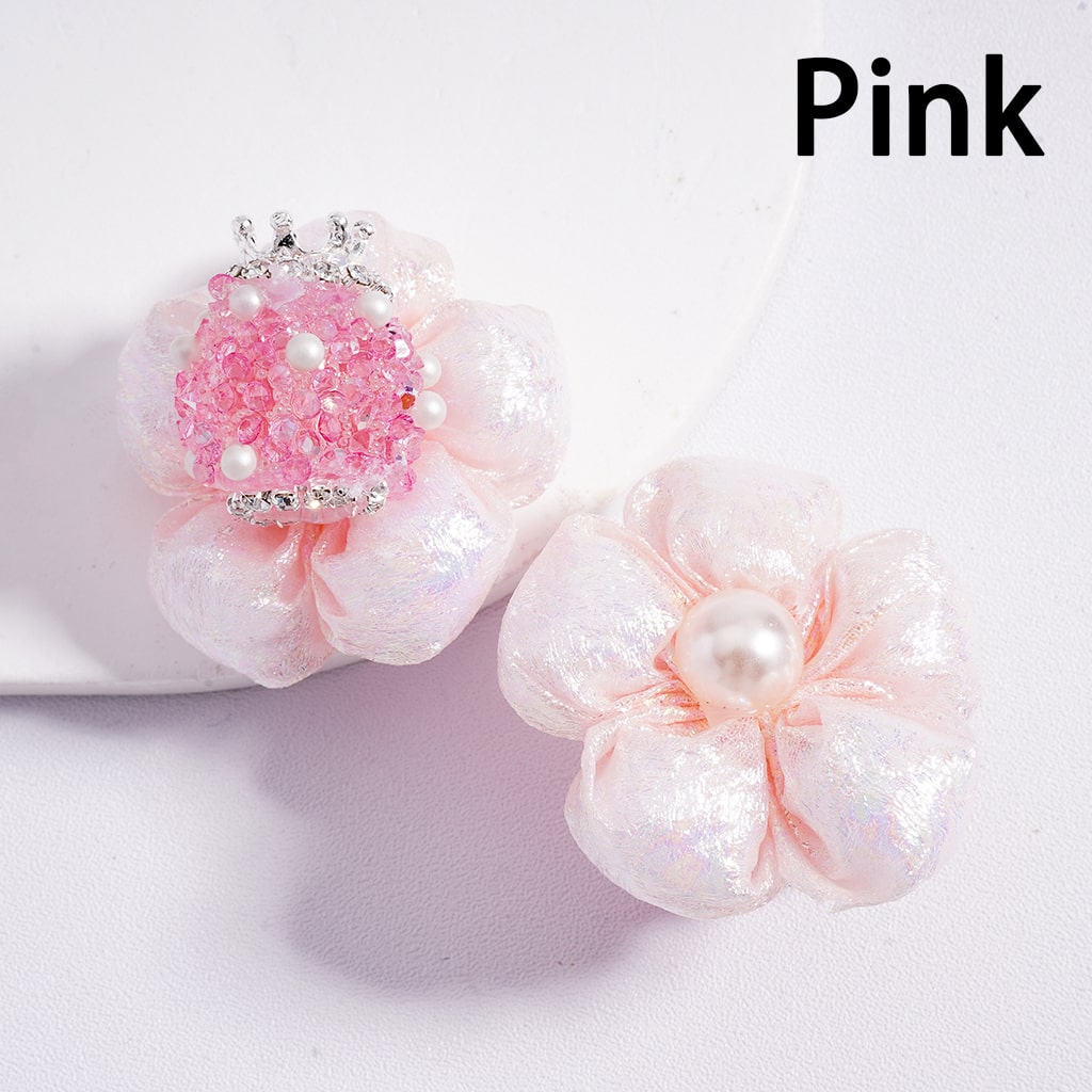 Luxurious Shiny Sugar Beads with Fabric Multi-Color Flower Crown, Pearls & Rhinestone Chains