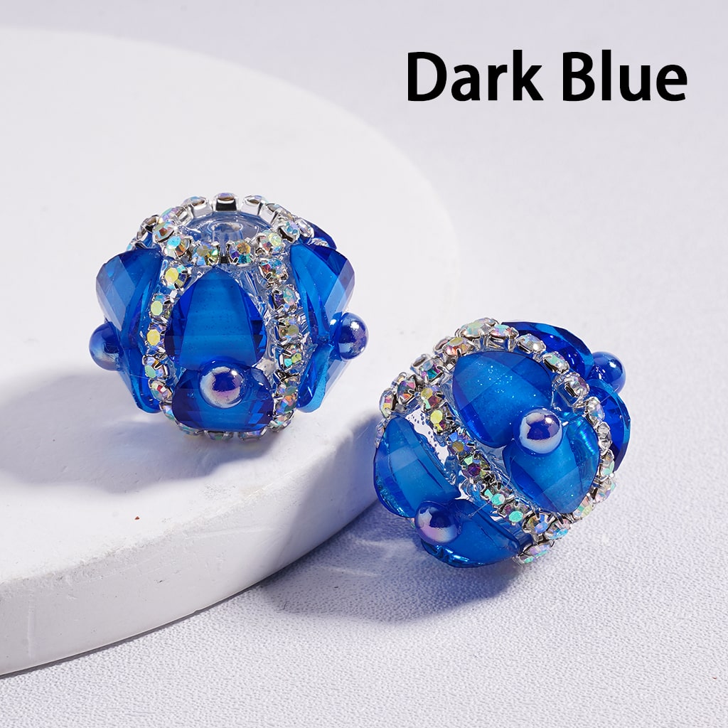 AB Rhinestone Heart & Pearl Multi Color Round Acrylic Beads 20mm