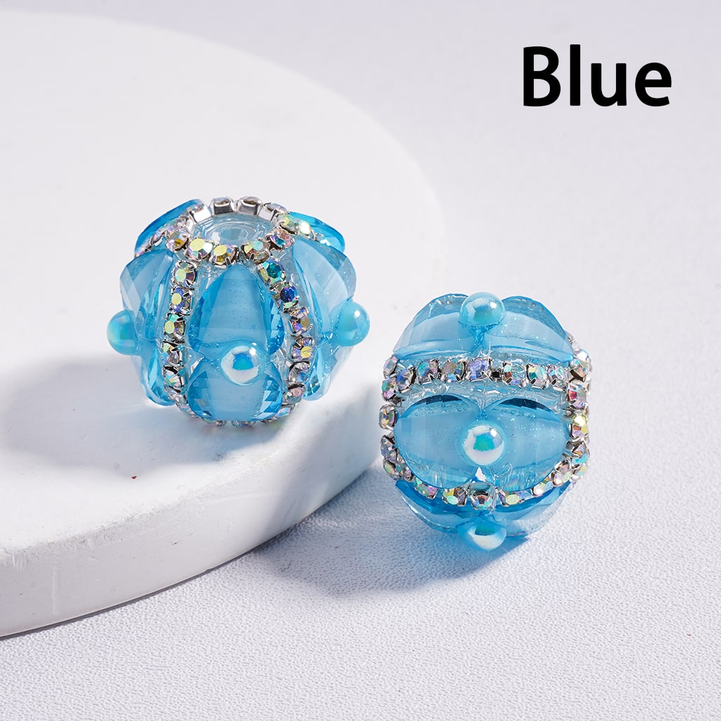 AB Rhinestone Heart & Pearl Multi Color Round Acrylic Beads 20mm