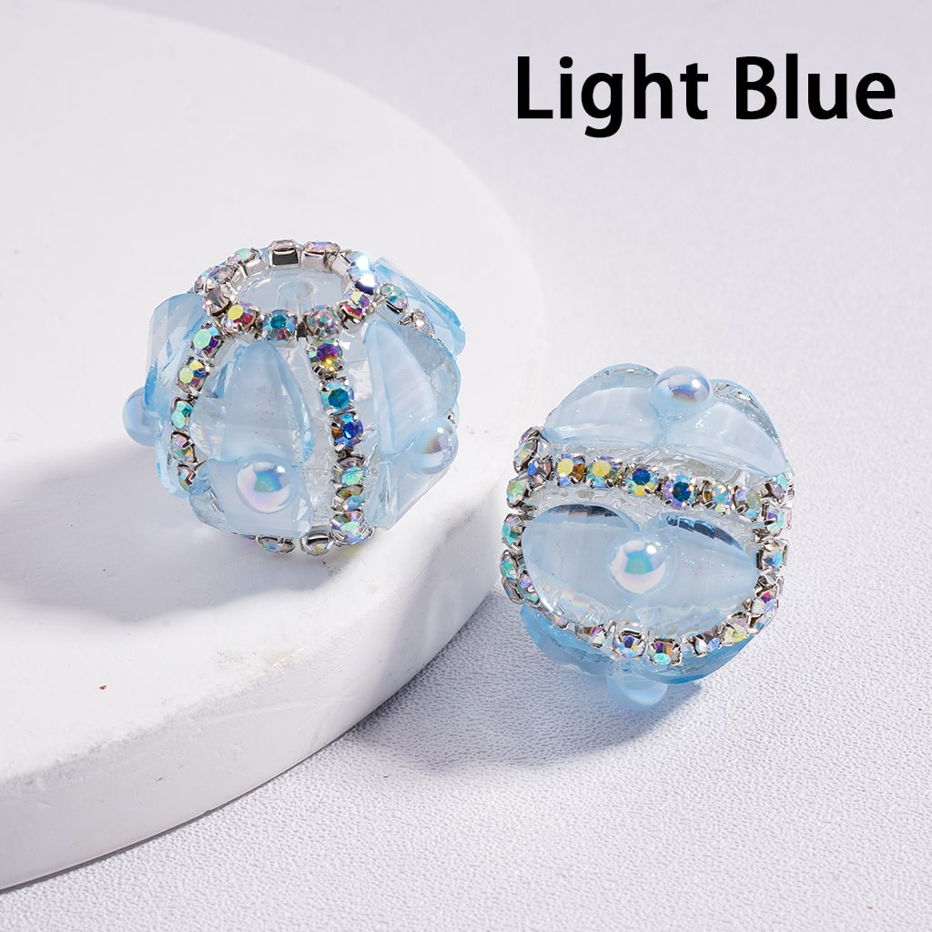 AB Rhinestone Heart & Pearl Multi Color Round Acrylic Beads 20mm