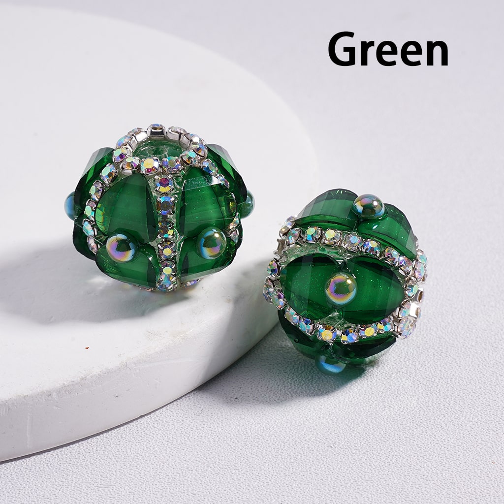 AB Rhinestone Heart & Pearl Multi Color Round Acrylic Beads 20mm