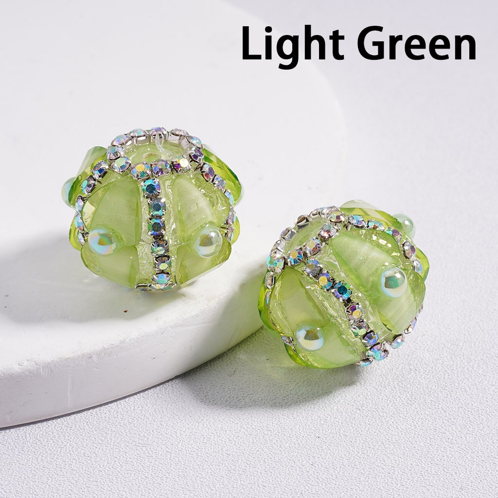 AB Rhinestone Heart & Pearl Multi Color Round Acrylic Beads 20mm