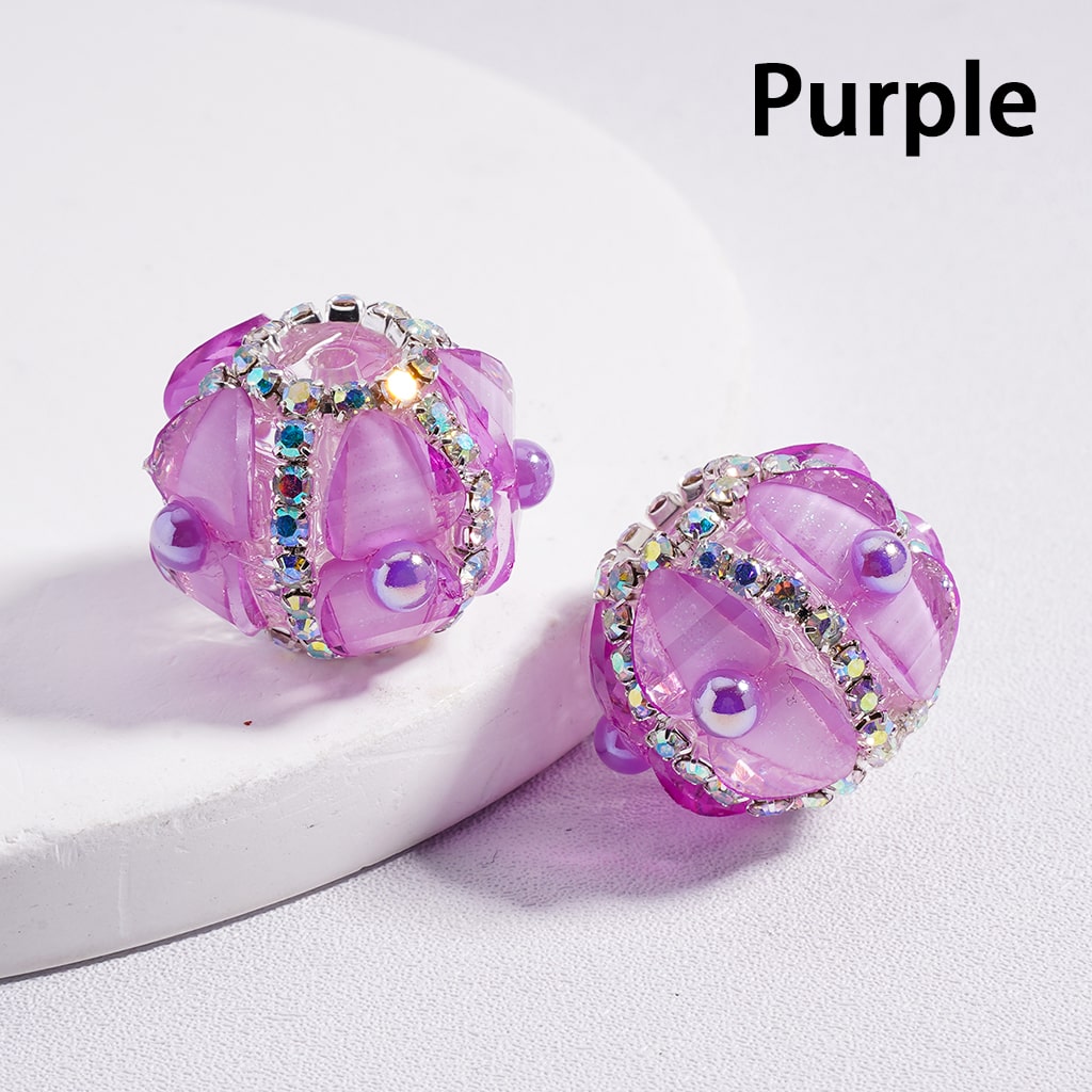AB Rhinestone Heart & Pearl Multi Color Round Acrylic Beads 20mm