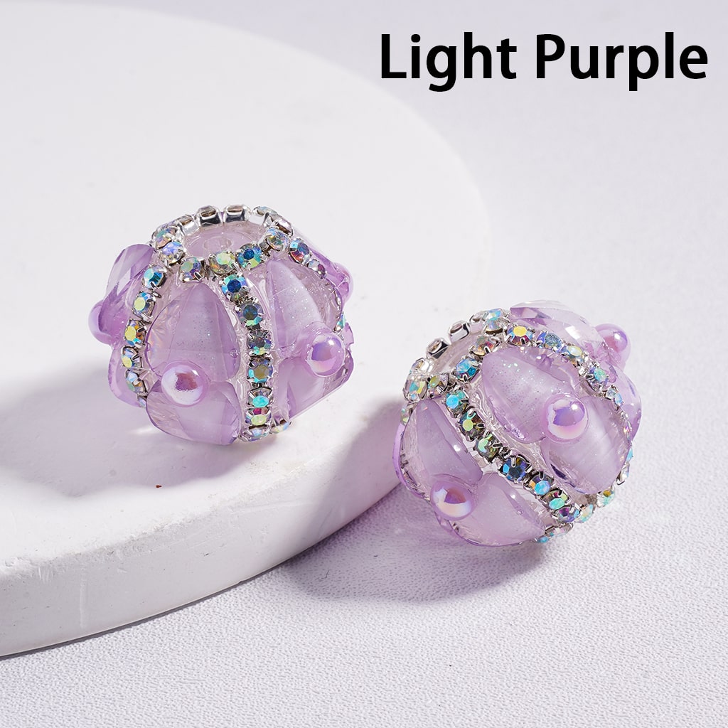 AB Rhinestone Heart & Pearl Multi Color Round Acrylic Beads 20mm