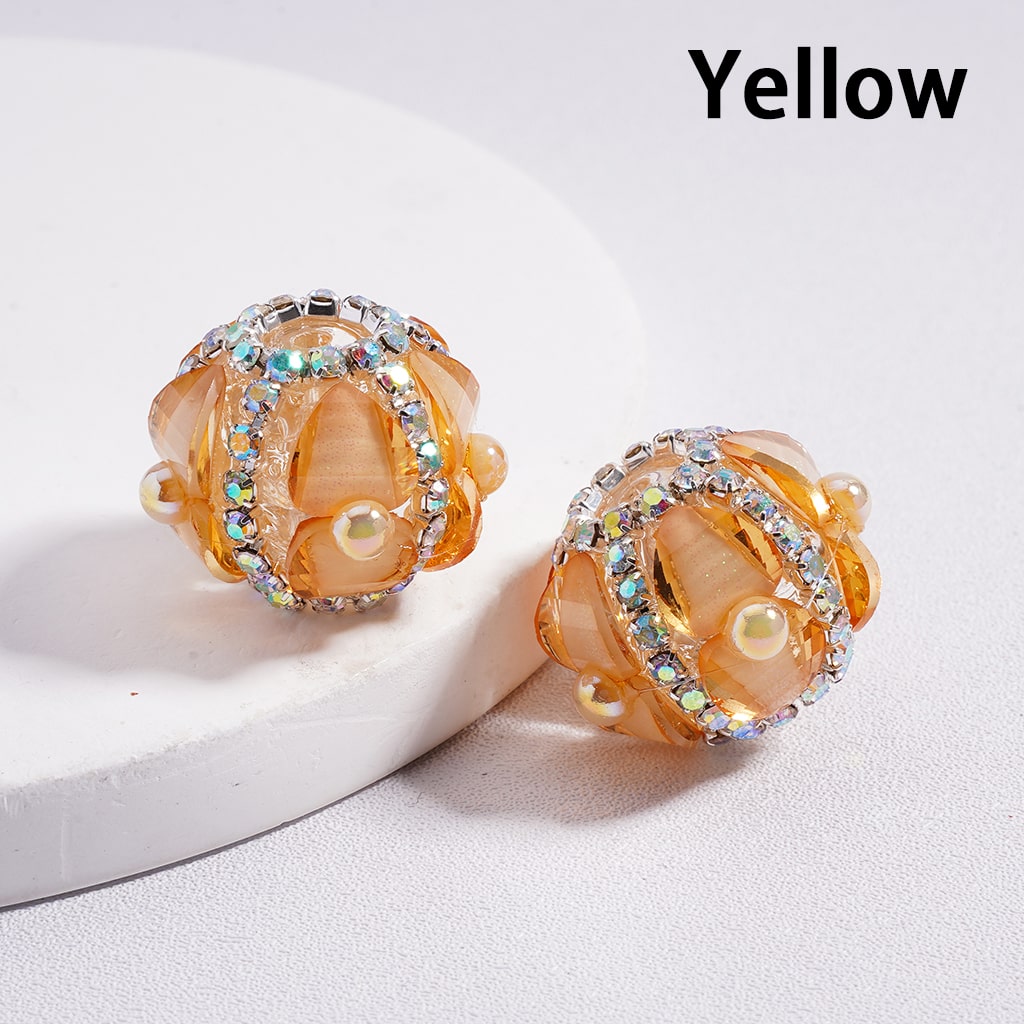AB Rhinestone Heart & Pearl Multi Color Round Acrylic Beads 20mm