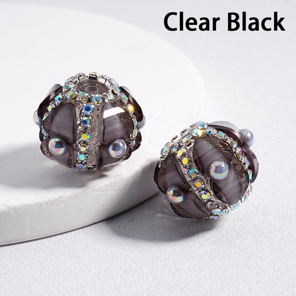 AB Rhinestone Heart & Pearl Multi Color Round Acrylic Beads 20mm