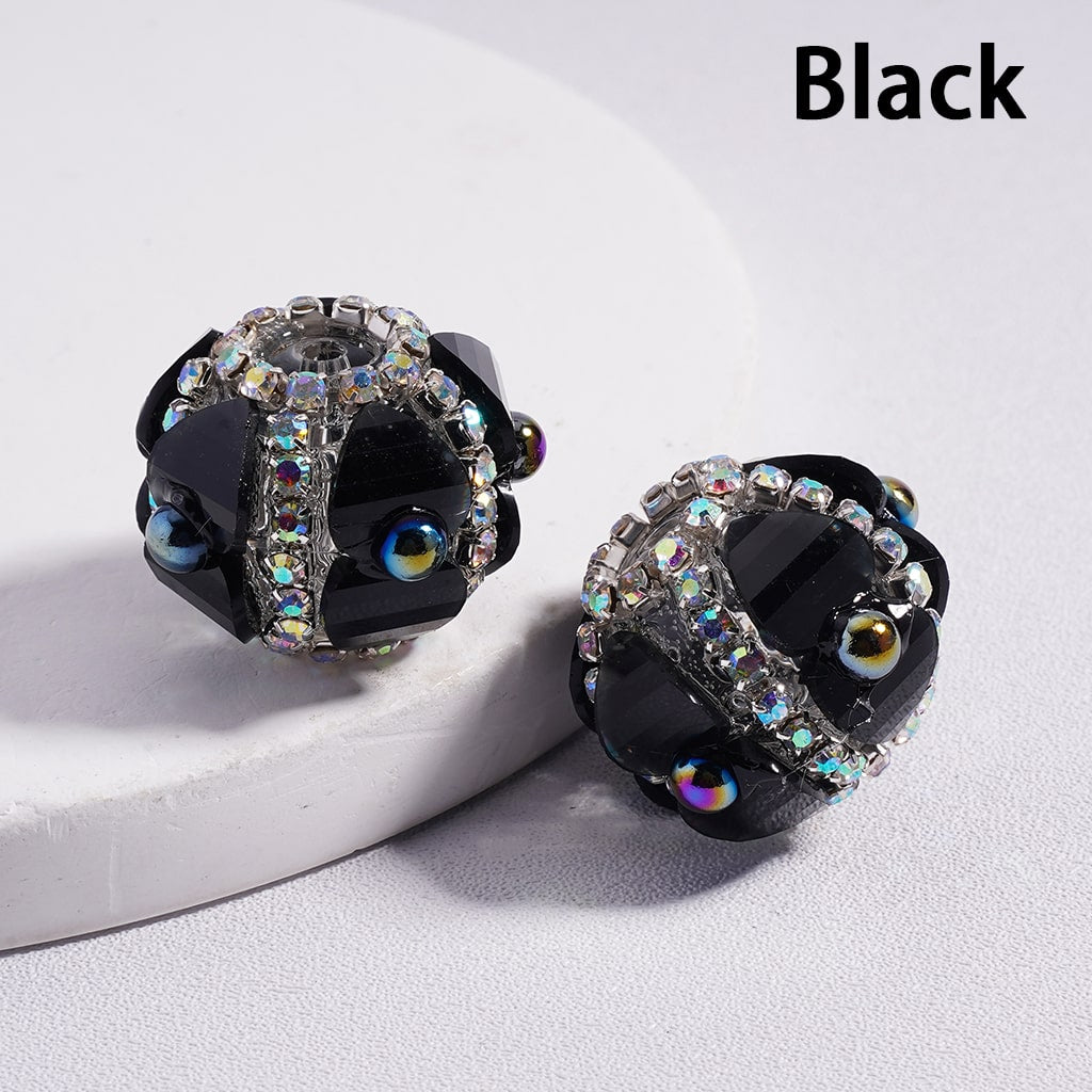 AB Rhinestone Heart & Pearl Multi Color Round Acrylic Beads 20mm