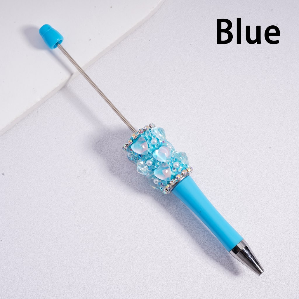 Glamorous Heart Beadable Pen with Multi Color Rhinestones Chains & Pearls