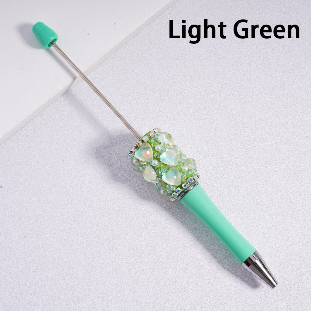 Glamorous Heart Beadable Pen with Multi Color Rhinestones Chains & Pearls