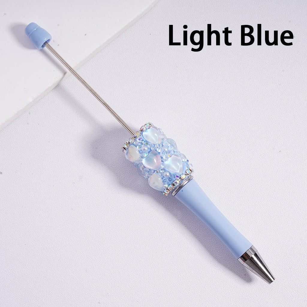 Glamorous Heart Beadable Pen with Multi Color Rhinestones Chains & Pearls