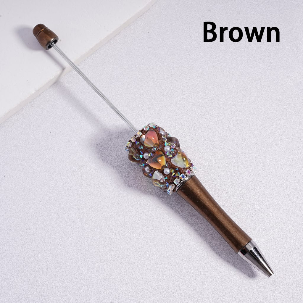 Glamorous Heart Beadable Pen with Multi Color Rhinestones Chains & Pearls