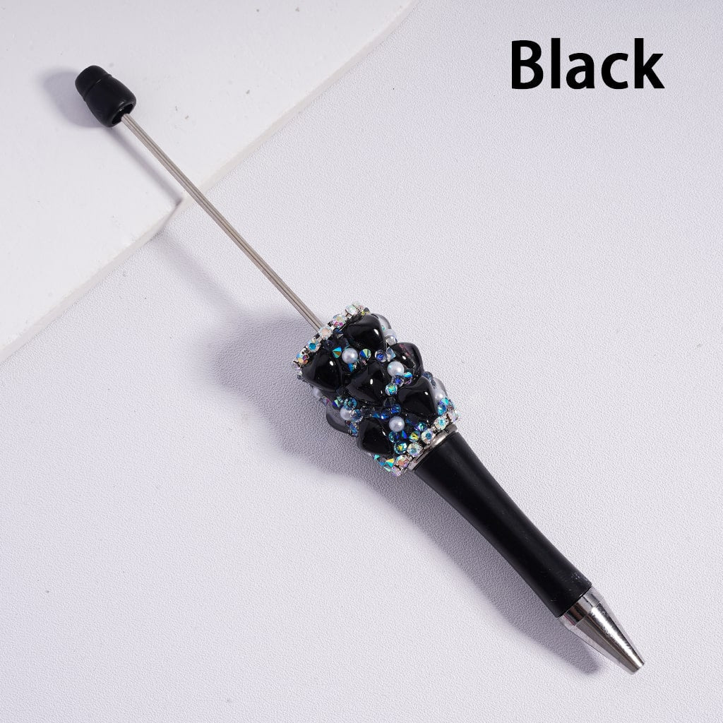 Glamorous Heart Beadable Pen with Multi Color Rhinestones Chains & Pearls