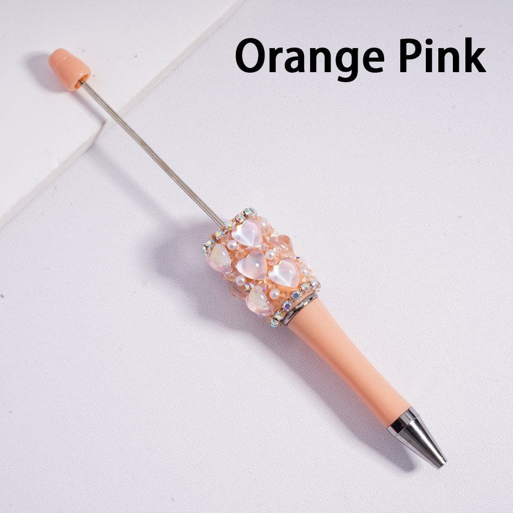 Glamorous Heart Beadable Pen with Multi Color Rhinestones Chains & Pearls