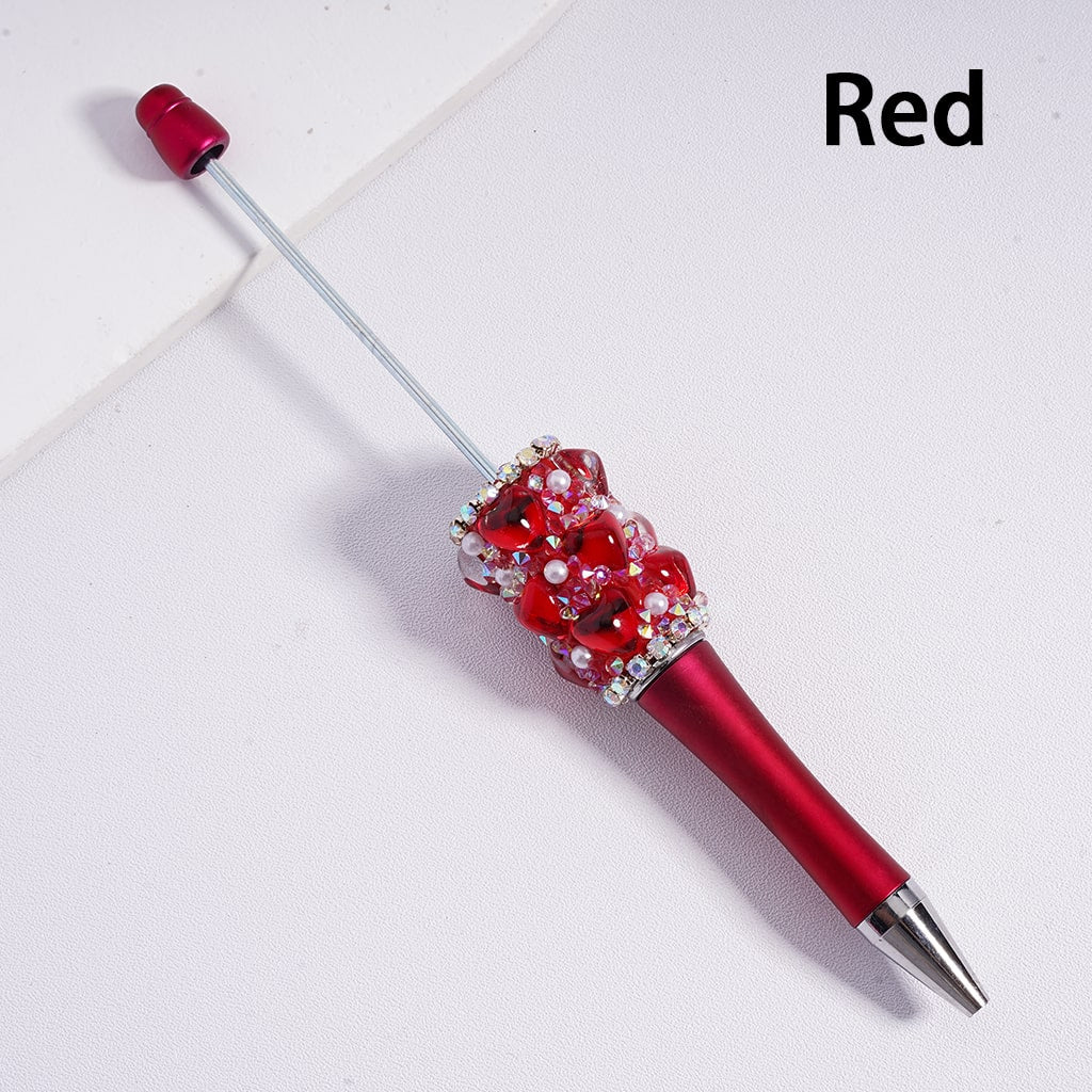 Glamorous Heart Beadable Pen with Multi Color Rhinestones Chains & Pearls